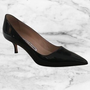 Manolo Blahnik BB Patent Leather Black Pointed Toe Pumps